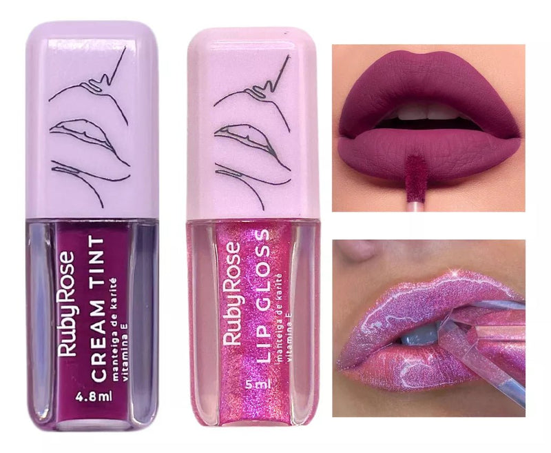 Kit 2 Lip Gloss Manteiga Karité Escolha Sua Cor - Ruby Rose - Prestigio Shop
