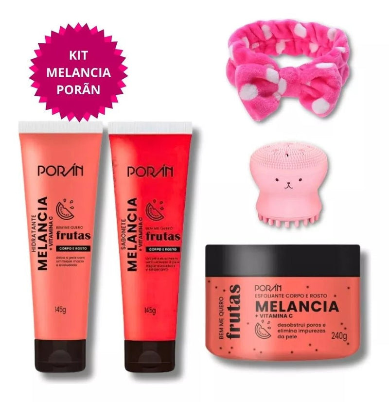 Kit De Beleza Sabonete Esfoliante Hidratante Porán Melancia - Prestigio Shop