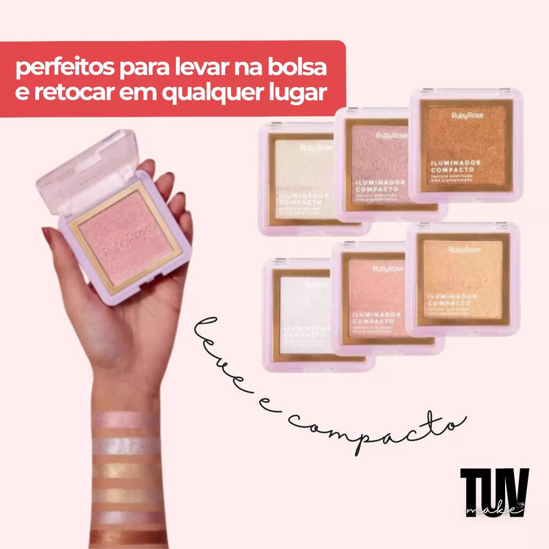 Iluminador Facial Compacto Ruby Rose - 6 Opções Cores Lindas - Prestigio Shop