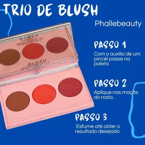 Paleta Trio De Blush Facial Phállebeauty Cor do blush Três Cores - Prestigio Shop