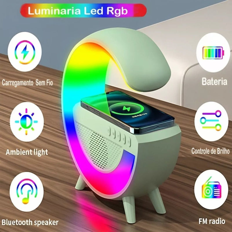 Luminária Caixa De Som E Carregador G Speaker Smart Station Cor Branco - Prestigio Shop