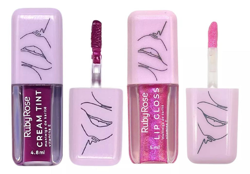 Kit 2 Lip Gloss Manteiga Karité Escolha Sua Cor - Ruby Rose - Prestigio Shop