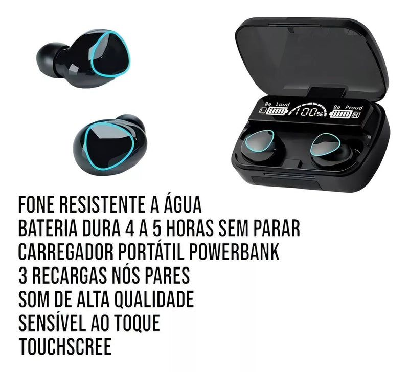 Fone De Ouvido Bluetooth Tws M10 V5.1 2000mah Ipx7 - Prestigio Shop