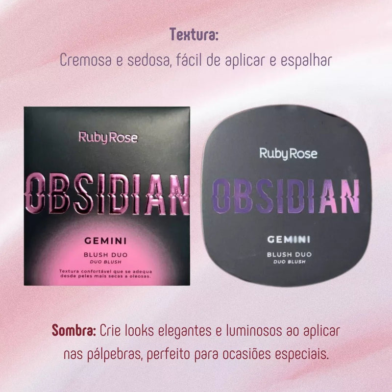 Blush Duo Gemini Obsidian Cremoso Ruby Rose 6 Tons - Prestigio Shop