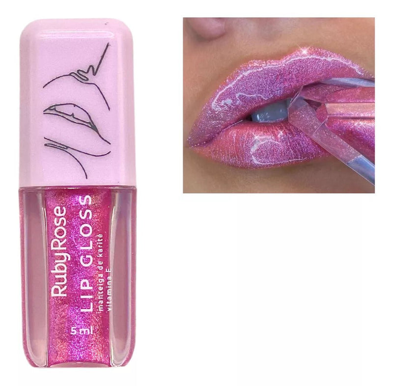 Kit 2 Lip Gloss Manteiga Karité Escolha Sua Cor - Ruby Rose - Prestigio Shop