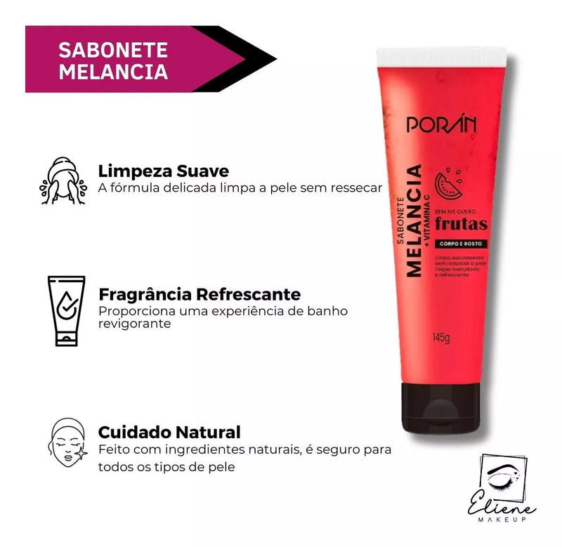 Kit De Beleza Sabonete Esfoliante Hidratante Porán Melancia - Prestigio Shop
