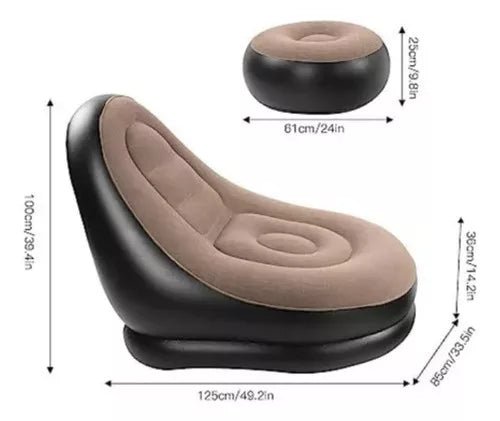 Poltrona Inflável Ultra Lounge Com Pufe Sofá Preguiçoso - Prestigio Shop