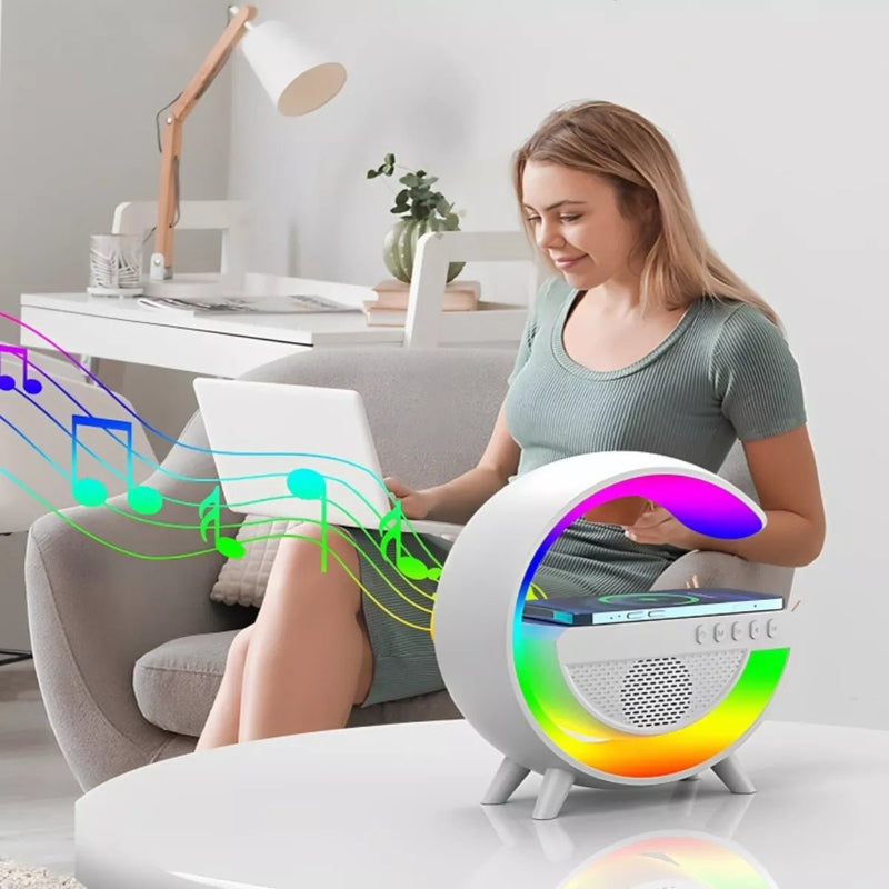 Luminária Caixa De Som E Carregador G Speaker Smart Station Cor Branco - Prestigio Shop