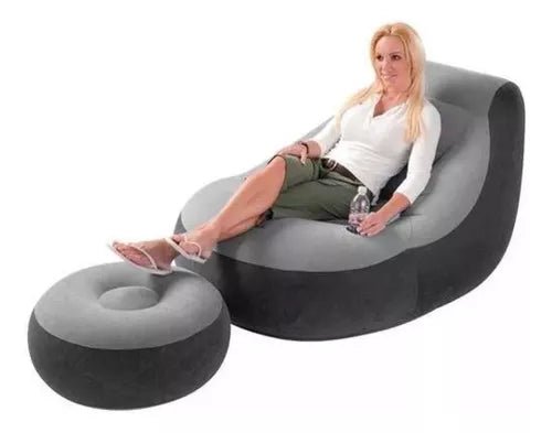 Poltrona Inflável Ultra Lounge Com Pufe Sofá Preguiçoso - Prestigio Shop