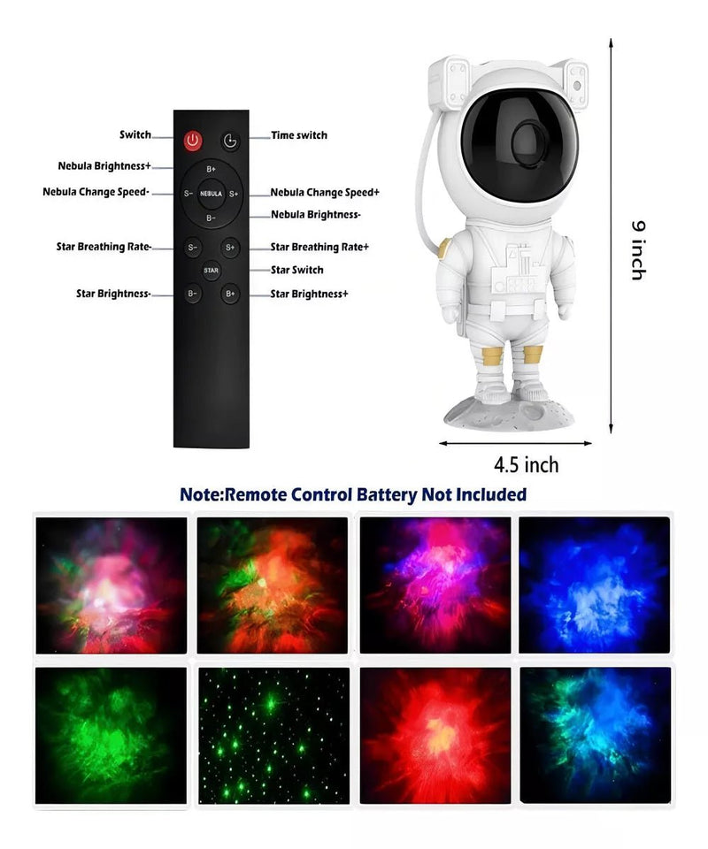 Luminária Astronauta Projetor Luz Noturna Galáxia Estrelas Cor da estrutura Branco - Prestigio Shop