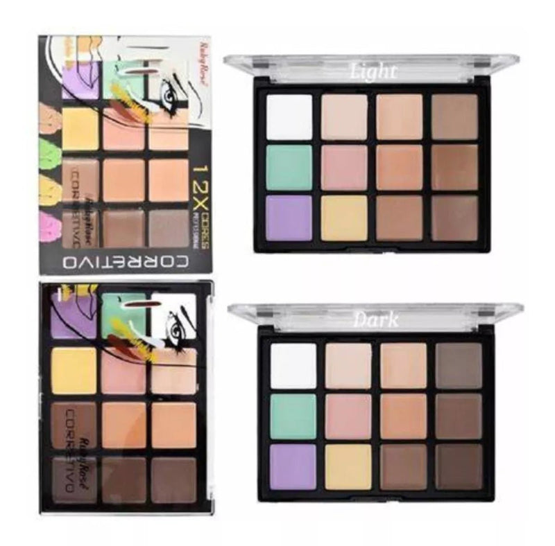 Paleta De Corretivos 12x Cores Dark Ruby Rose Hb - 8087 - Prestigio Shop
