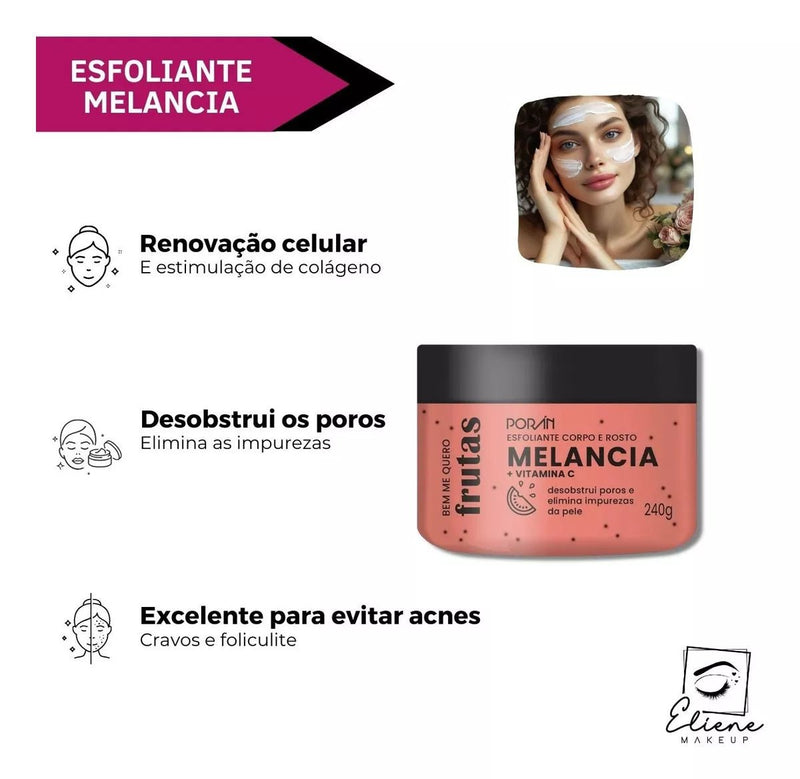 Kit De Beleza Sabonete Esfoliante Hidratante Porán Melancia - Prestigio Shop