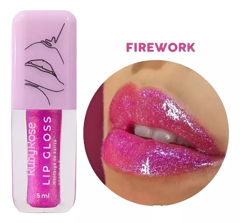 Lip Gloss Com Glitter Manteiga De Karité E Vit E Ruby Rose - Prestigio Shop