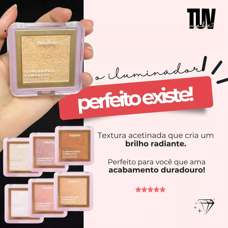 Iluminador Facial Compacto Ruby Rose - 6 Opções Cores Lindas - Prestigio Shop