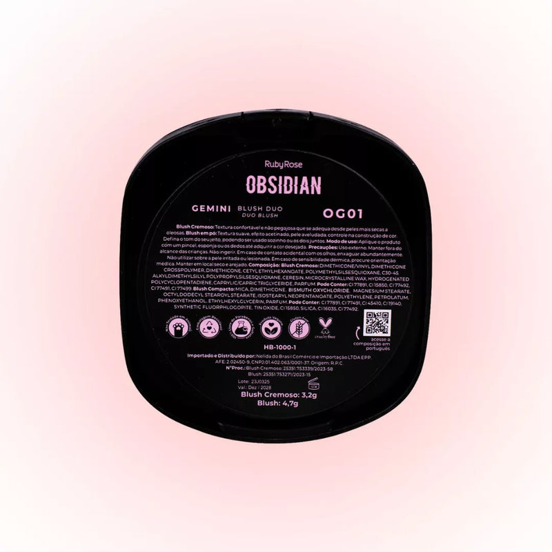 Blush Duo Gemini Obsidian Cremoso Ruby Rose 6 Tons - Prestigio Shop