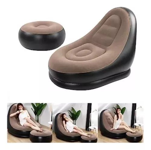 Poltrona Inflável Ultra Lounge Com Pufe Sofá Preguiçoso - Prestigio Shop