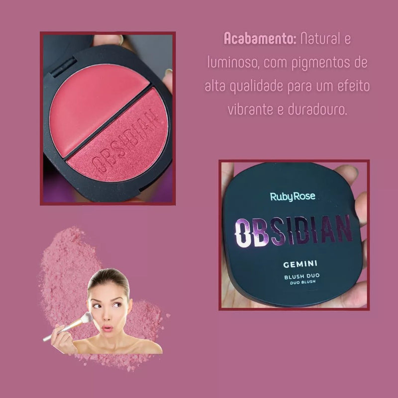 Blush Duo Gemini Obsidian Cremoso Ruby Rose 6 Tons - Prestigio Shop