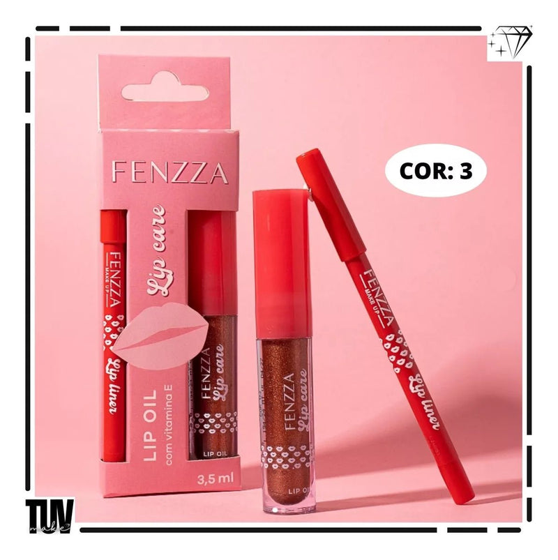 Kit Batom Gloss Lip Oil Contorno Labial Fenzza Cores - Prestigio Shop