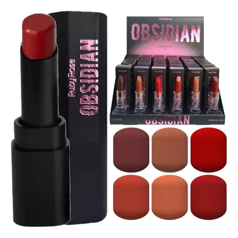 Batom Cremoso Em Bala Cream Satin Obsidian By Ruby Rose - Prestigio Shop