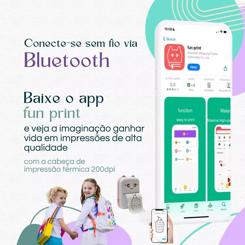 Mini Impressora Portátil Bluetooth Sem Fio Cor Rosa - claro 110/240v (bivolt) - Prestigio Shop