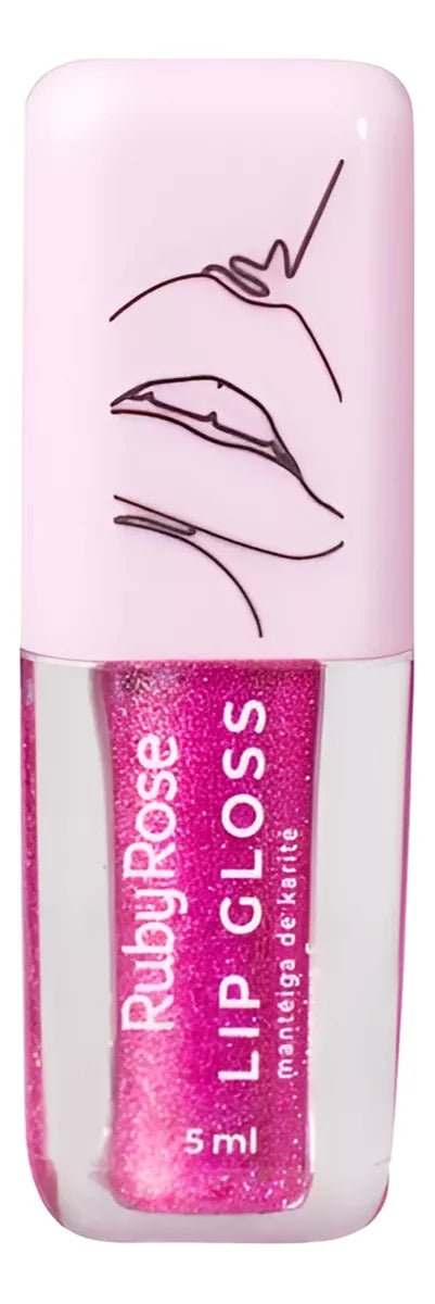 Lip Gloss Com Glitter Manteiga De Karité E Vit E Ruby Rose - Prestigio Shop