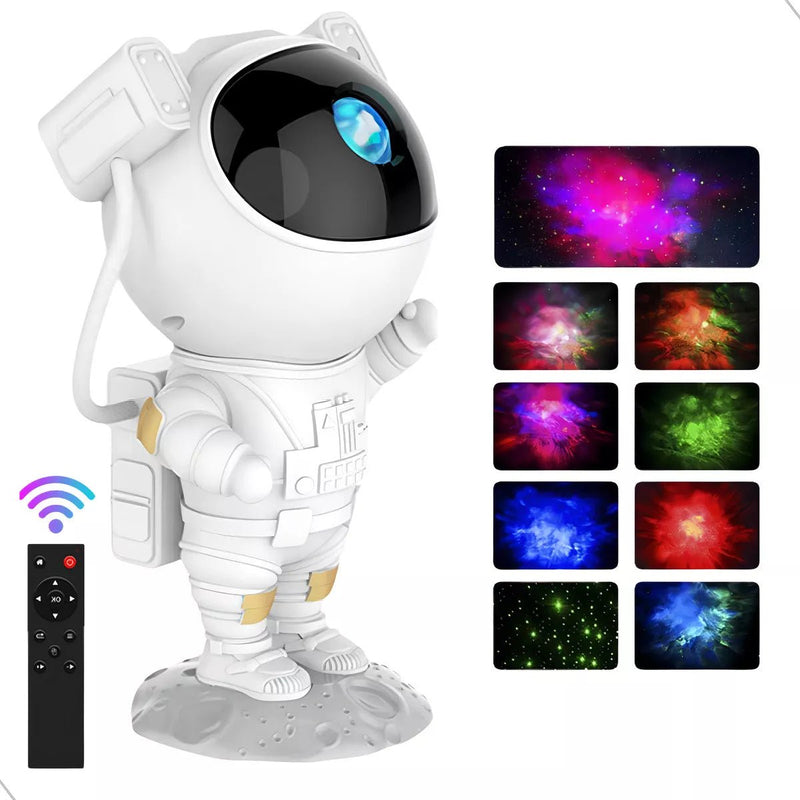 Luminária Astronauta Projetor Luz Noturna Galáxia Estrelas Cor da estrutura Branco - Prestigio Shop