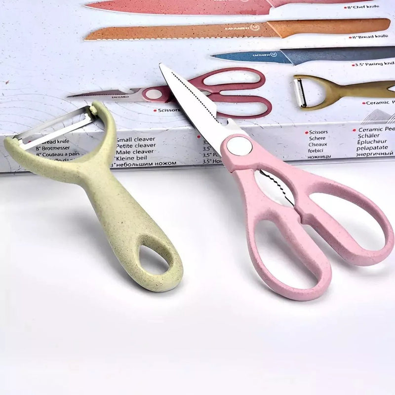 Conjunto Kit Jogo De Facas 6pcs Inox Coloridas Chef Cozinha - Prestigio Shop
