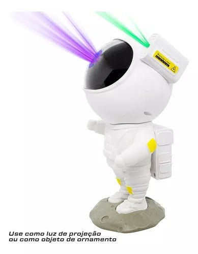 Luminária Astronauta Projetor Luz Noturna Galáxia Estrelas Cor da estrutura Branco - Prestigio Shop