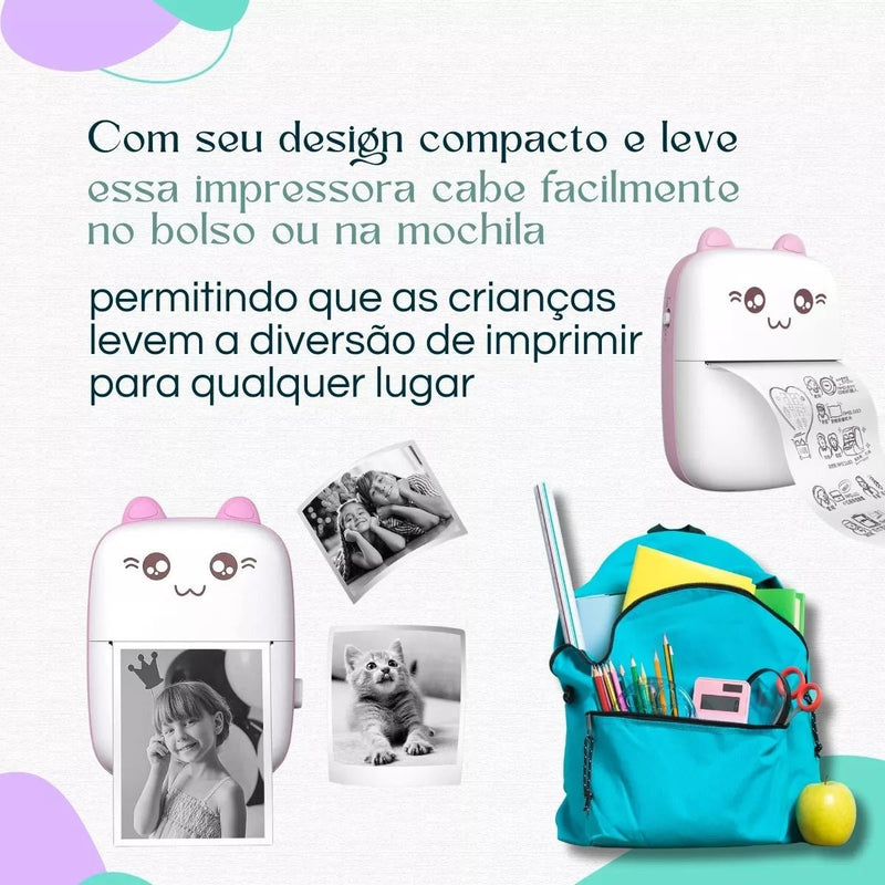 Mini Impressora Portátil Bluetooth Sem Fio Cor Rosa - claro 110/240v (bivolt) - Prestigio Shop