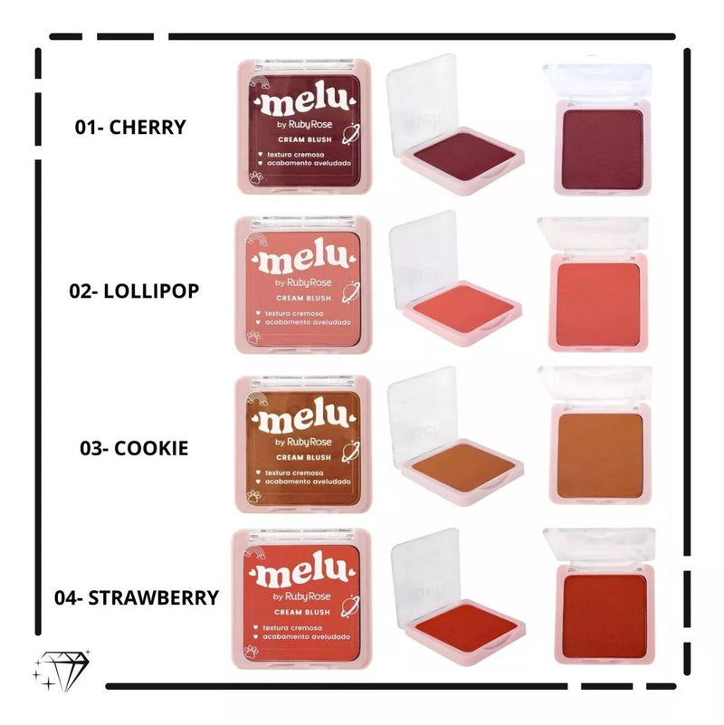 Cream Blush Melu By Ruby Rose Acabamento Aveludado 4 Cores Tom Da Maquiagem 04 - strawberry - Prestigio Shop