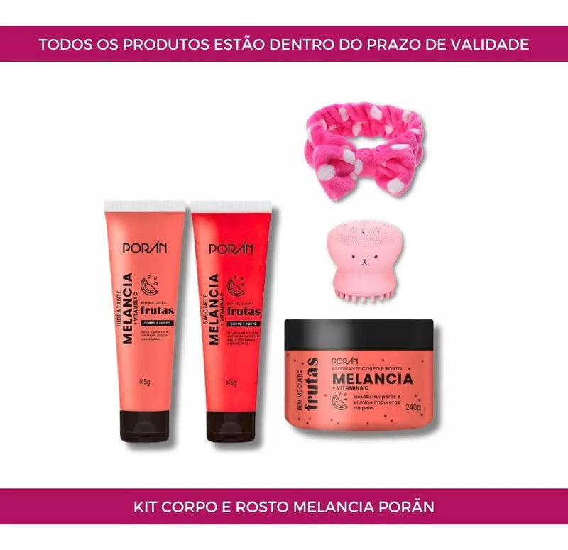 Kit De Beleza Sabonete Esfoliante Hidratante Porán Melancia - Prestigio Shop