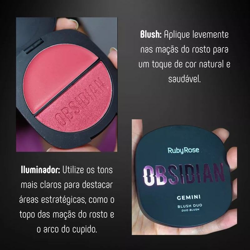 Blush Duo Gemini Obsidian Cremoso Ruby Rose 6 Tons - Prestigio Shop