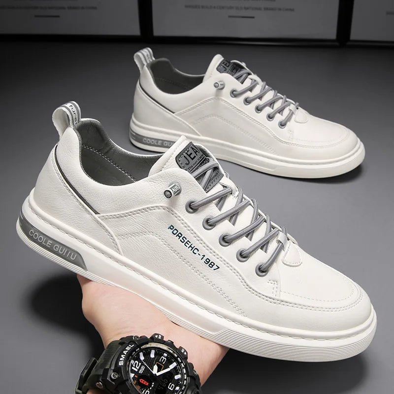 Popular masculino sapatos casuais respirável branco tênis moda condução andando tênis para masculino skate moda apartamentos - Prestigio Shop