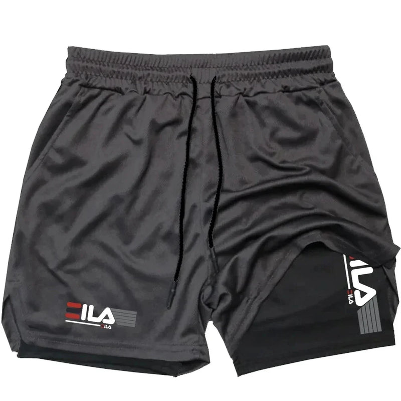 Calções Esportivos Dois - em - Um Masculino, Respirável, Casual, Secagem Rápida, Dupla Camada, Corrida, Bottoms de Roupa Esportiva, Verão, M - 3XL - Prestigio Shop