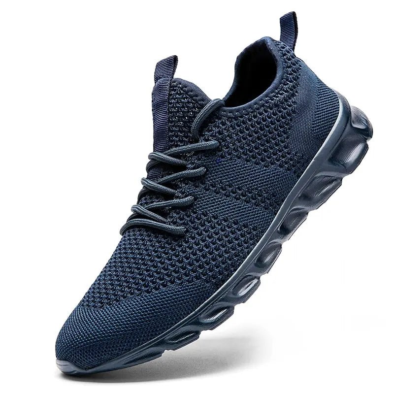 Homens sapatos esportivos casuais tênis leves branco ao ar livre malha respirável preto tênis de corrida atlético - Prestigio Shop