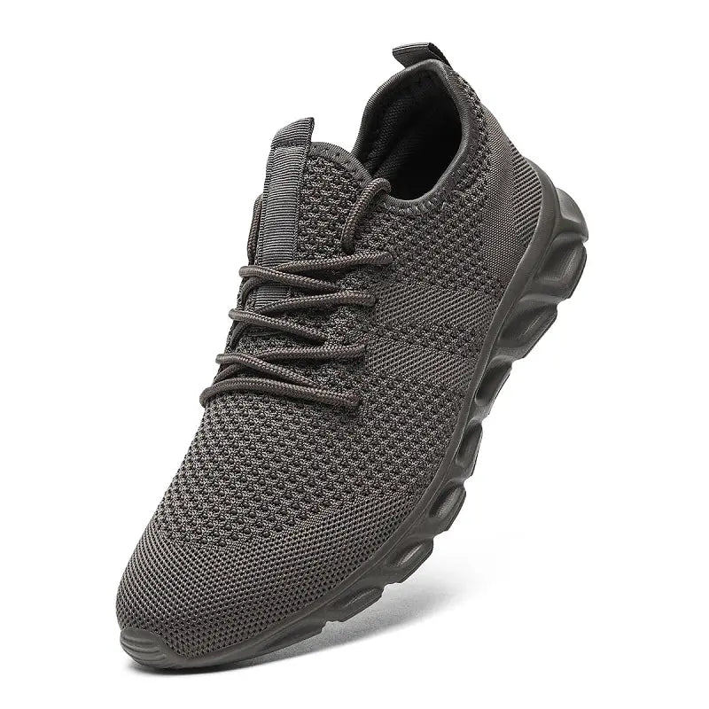 Homens sapatos esportivos casuais tênis leves branco ao ar livre malha respirável preto tênis de corrida atlético - Prestigio Shop
