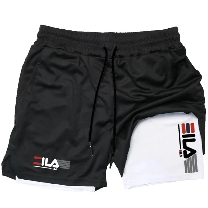 Calções Esportivos Dois - em - Um Masculino, Respirável, Casual, Secagem Rápida, Dupla Camada, Corrida, Bottoms de Roupa Esportiva, Verão, M - 3XL - Prestigio Shop