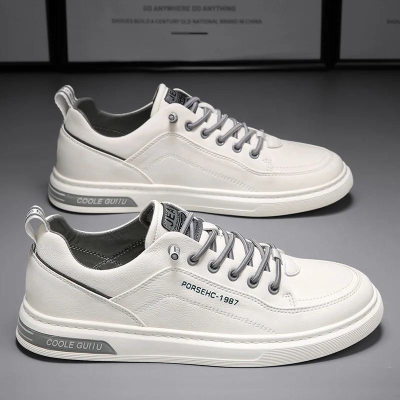 Popular masculino sapatos casuais respirável branco tênis moda condução andando tênis para masculino skate moda apartamentos - Prestigio Shop