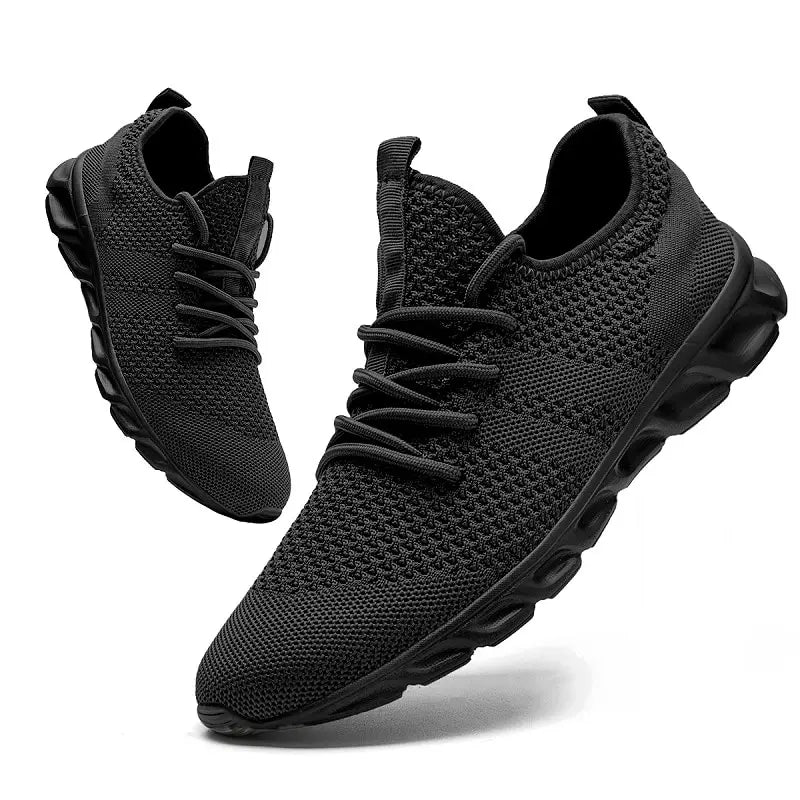 Homens sapatos esportivos casuais tênis leves branco ao ar livre malha respirável preto tênis de corrida atlético - Prestigio Shop