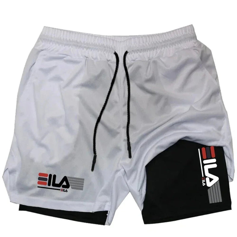 Calções Esportivos Dois - em - Um Masculino, Respirável, Casual, Secagem Rápida, Dupla Camada, Corrida, Bottoms de Roupa Esportiva, Verão, M - 3XL - Prestigio Shop