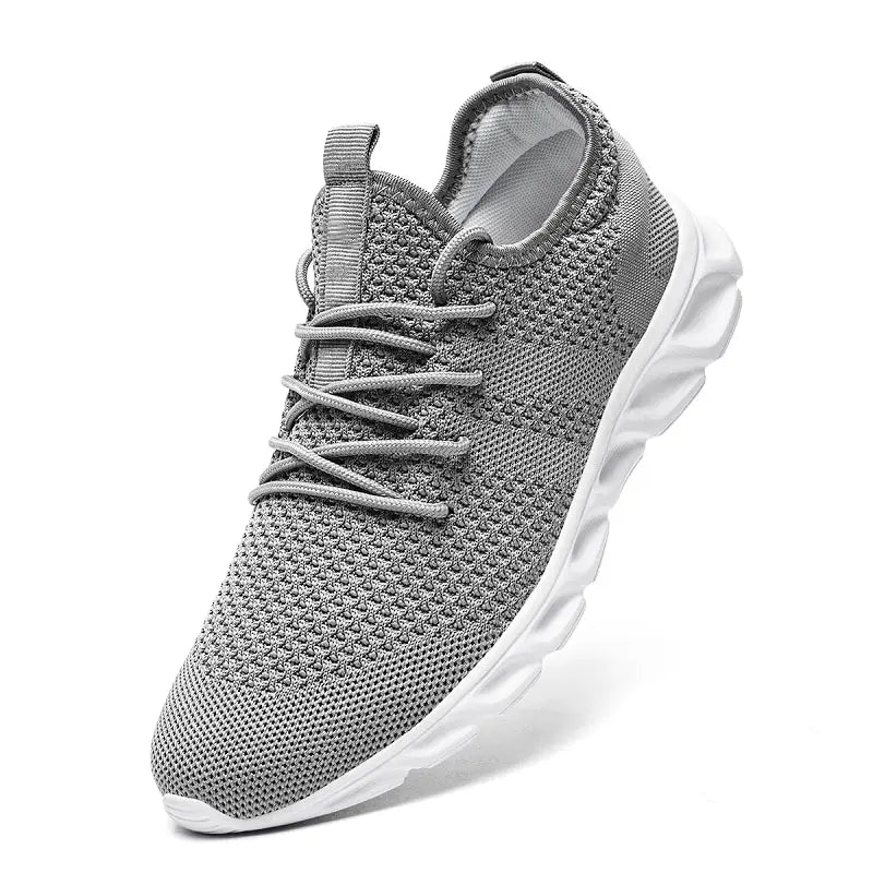Homens sapatos esportivos casuais tênis leves branco ao ar livre malha respirável preto tênis de corrida atlético - Prestigio Shop
