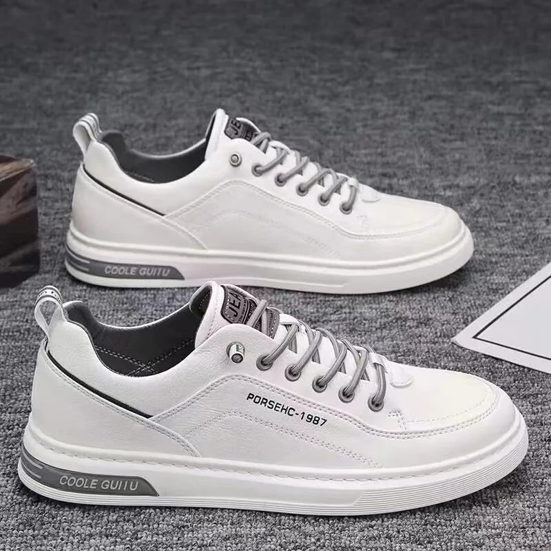 Popular masculino sapatos casuais respirável branco tênis moda condução andando tênis para masculino skate moda apartamentos - Prestigio Shop