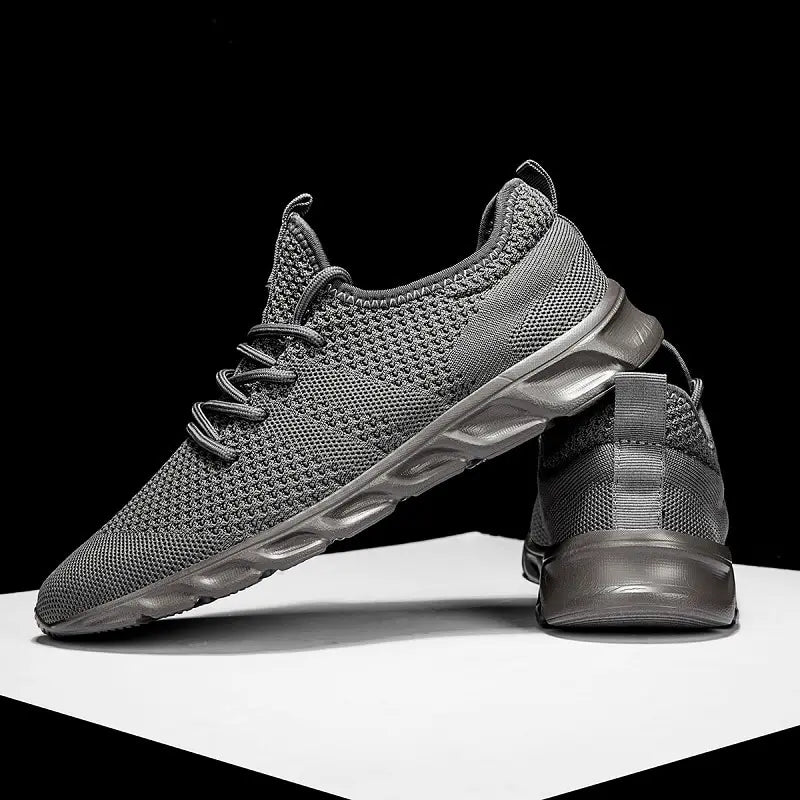 Homens sapatos esportivos casuais tênis leves branco ao ar livre malha respirável preto tênis de corrida atlético - Prestigio Shop