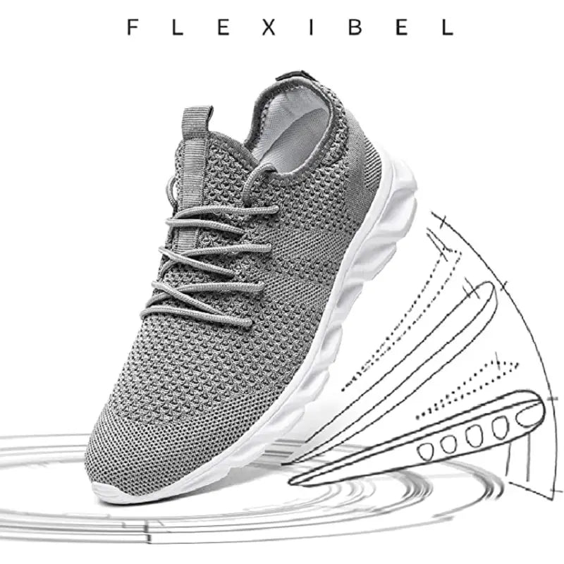 Homens sapatos esportivos casuais tênis leves branco ao ar livre malha respirável preto tênis de corrida atlético - Prestigio Shop