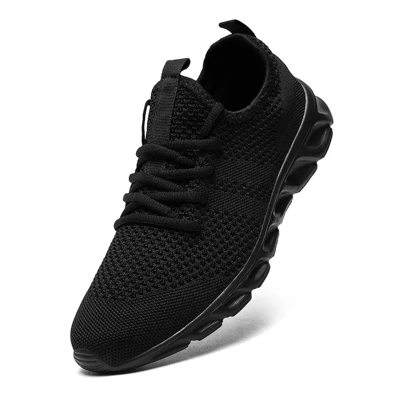 Homens sapatos esportivos casuais tênis leves branco ao ar livre malha respirável preto tênis de corrida atlético - Prestigio Shop