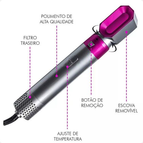 Escova Secador De Cabelo 5 Em 1 Multifuncional Ar Quente - Prestigio Shop