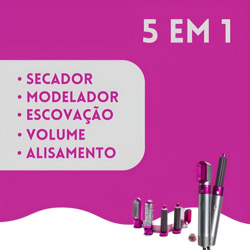 Escova Secador De Cabelo 5 Em 1 Multifuncional Ar Quente - Prestigio Shop
